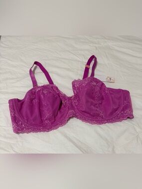 Cacique Lace Underwire Bra 40DD Pink Purple Adjustable Straps NWT